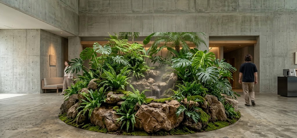 Jardín interior en un vestíbulo
